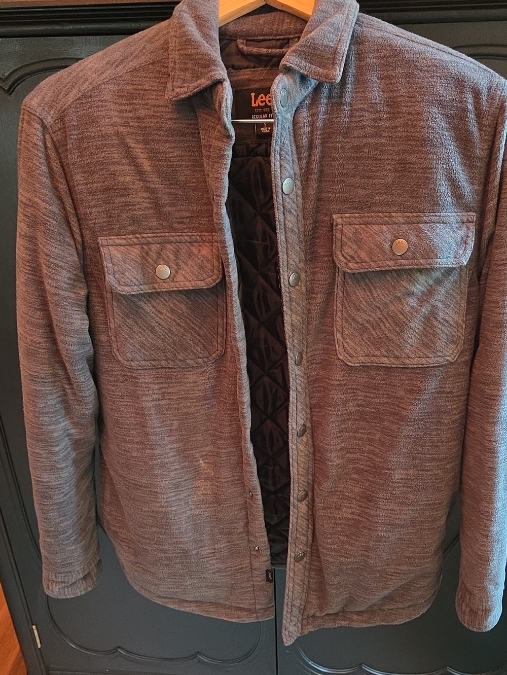 Lee Men's Quilted-Lined Gray Brown Shacket